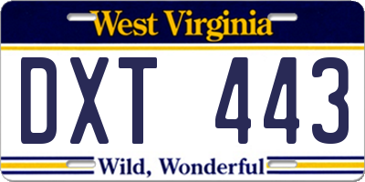 WV license plate DXT443