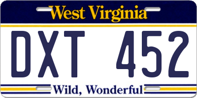 WV license plate DXT452