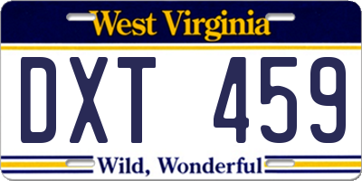 WV license plate DXT459