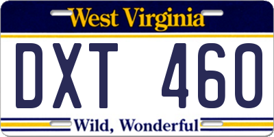 WV license plate DXT460