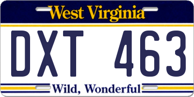 WV license plate DXT463