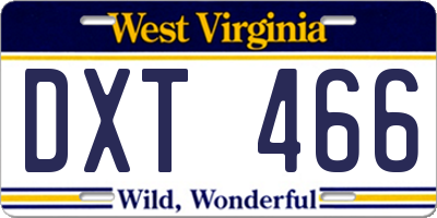 WV license plate DXT466
