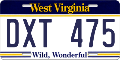 WV license plate DXT475
