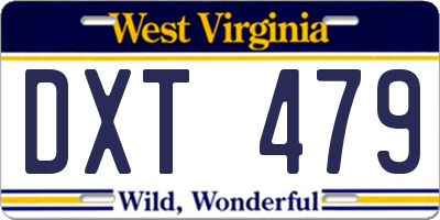 WV license plate DXT479