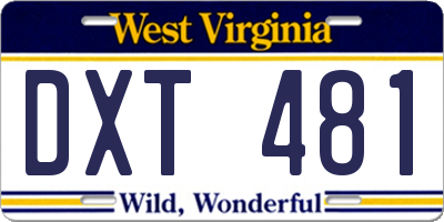 WV license plate DXT481