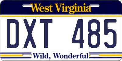 WV license plate DXT485