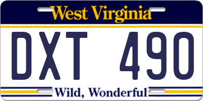 WV license plate DXT490