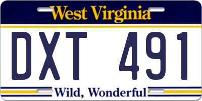WV license plate DXT491