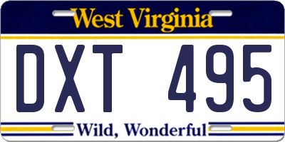 WV license plate DXT495
