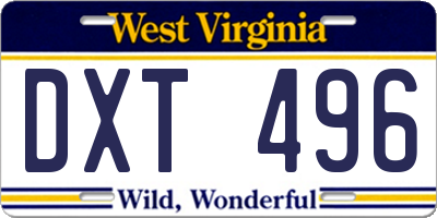 WV license plate DXT496