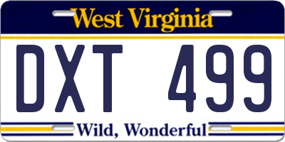 WV license plate DXT499
