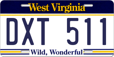 WV license plate DXT511