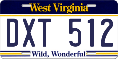 WV license plate DXT512