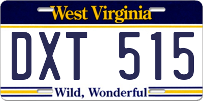 WV license plate DXT515