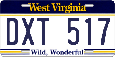 WV license plate DXT517