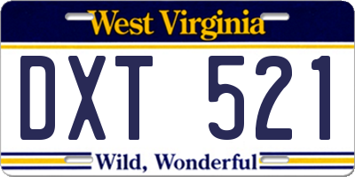 WV license plate DXT521