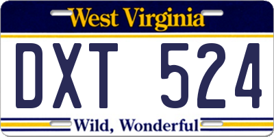 WV license plate DXT524