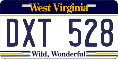 WV license plate DXT528