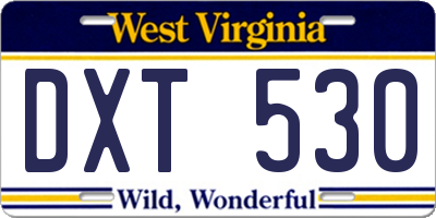 WV license plate DXT530