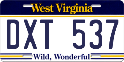 WV license plate DXT537