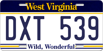WV license plate DXT539