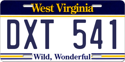 WV license plate DXT541