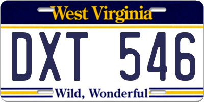 WV license plate DXT546