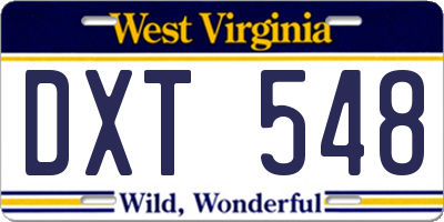 WV license plate DXT548