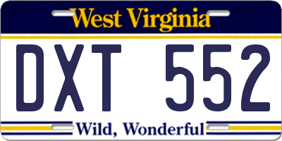 WV license plate DXT552