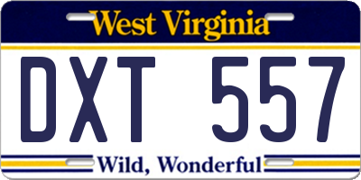 WV license plate DXT557