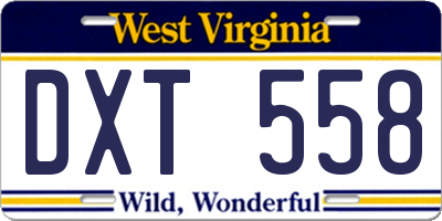 WV license plate DXT558