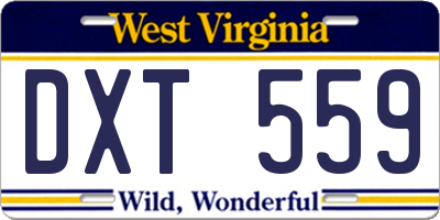 WV license plate DXT559