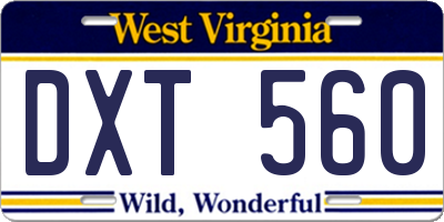 WV license plate DXT560