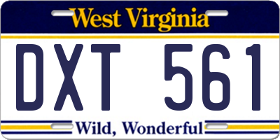 WV license plate DXT561