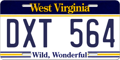 WV license plate DXT564