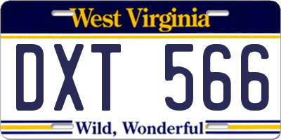 WV license plate DXT566