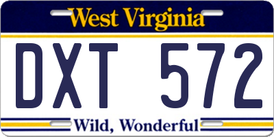 WV license plate DXT572