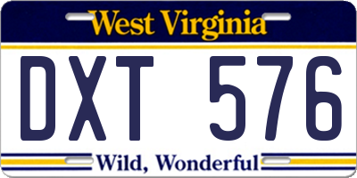 WV license plate DXT576