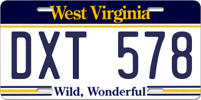 WV license plate DXT578