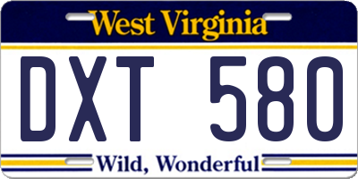 WV license plate DXT580