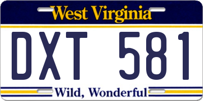 WV license plate DXT581