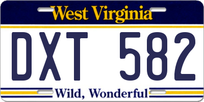 WV license plate DXT582