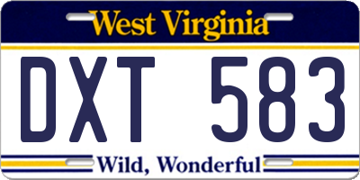 WV license plate DXT583