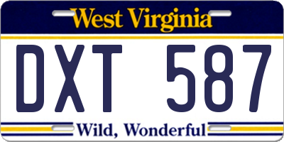 WV license plate DXT587
