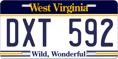 WV license plate DXT592