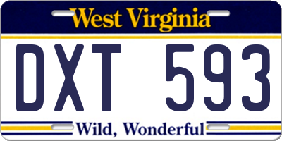WV license plate DXT593