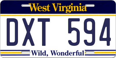 WV license plate DXT594