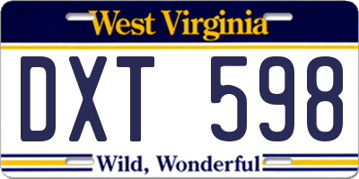 WV license plate DXT598