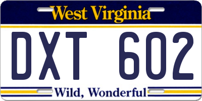 WV license plate DXT602