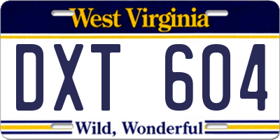 WV license plate DXT604